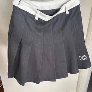 Miu Miu Charcoal and White Mini Skirt